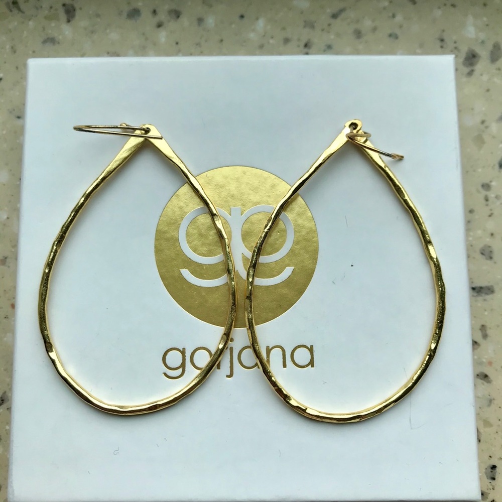 New Gojana Long Hoops. Hammered gold.